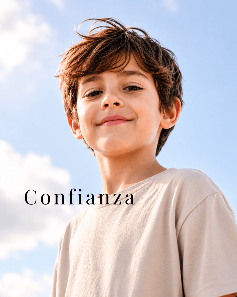 Niño mostrando confianza en sí mismo y autoestima positiva para desarrollar seguridad personal desde la infancia.
