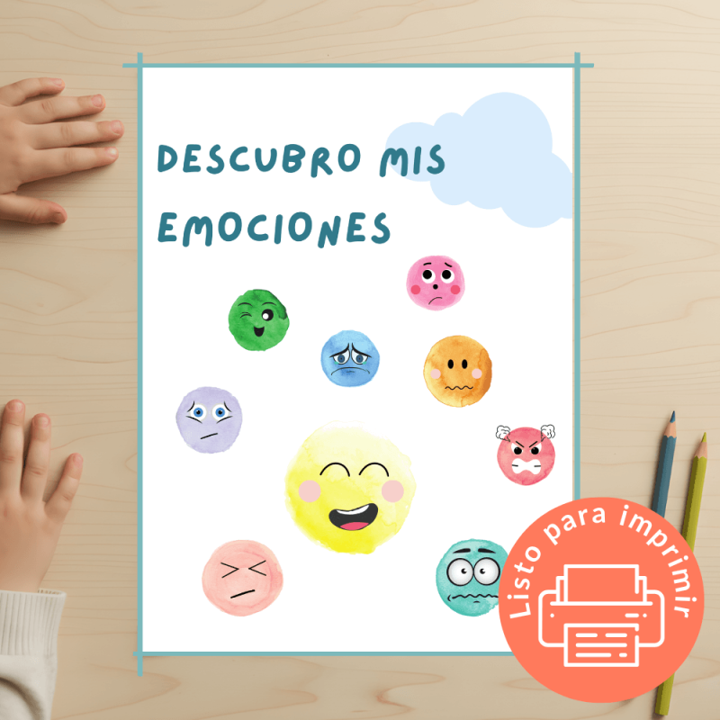 Cuaderno imprimible para ayudar a niños y niñas a identificar emociones y desarrollar inteligencia emocional.
